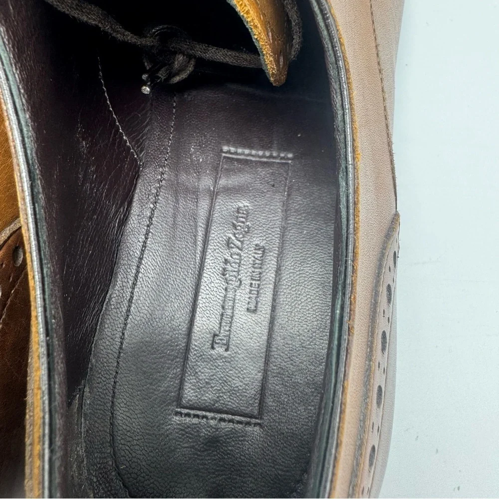 Ermenegildo Zegna Avenue Flex Brown Cap Toe Oxford Shoes 9 US Leather Brogue